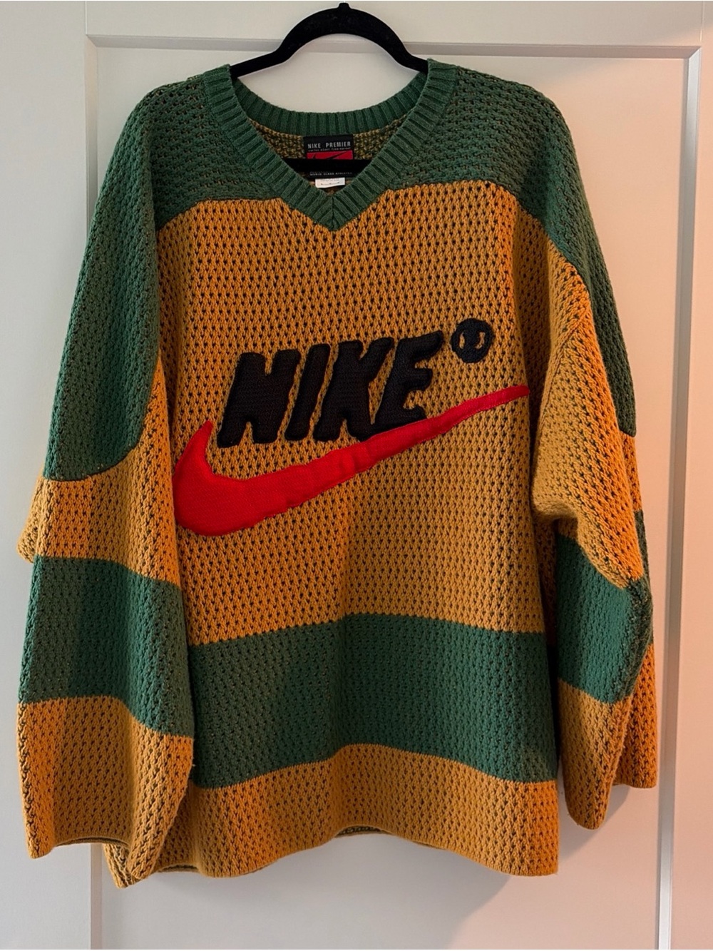 Nike Cactus Plant Flea Market Knit Sweater – Green & Mustard with Red Logo